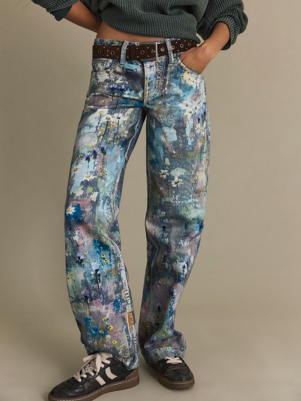 Free People- Tennessee Low Rise “Illusions” Floral Canvas